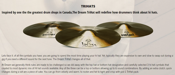 Dream Tri-Hat Elements Set 3 piece Hi-Hat Set with Clutch & Bag