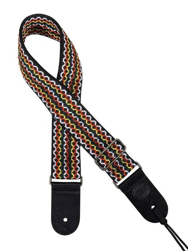 Gaucho guitar strap, 2” jacquard weave, multi colours