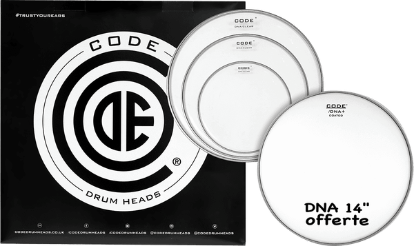 CODE DNA Fusion Pack, 10", 12", 14" clear + 14" coated snare,